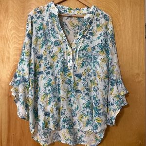Flare Sleeved Floral Blouse